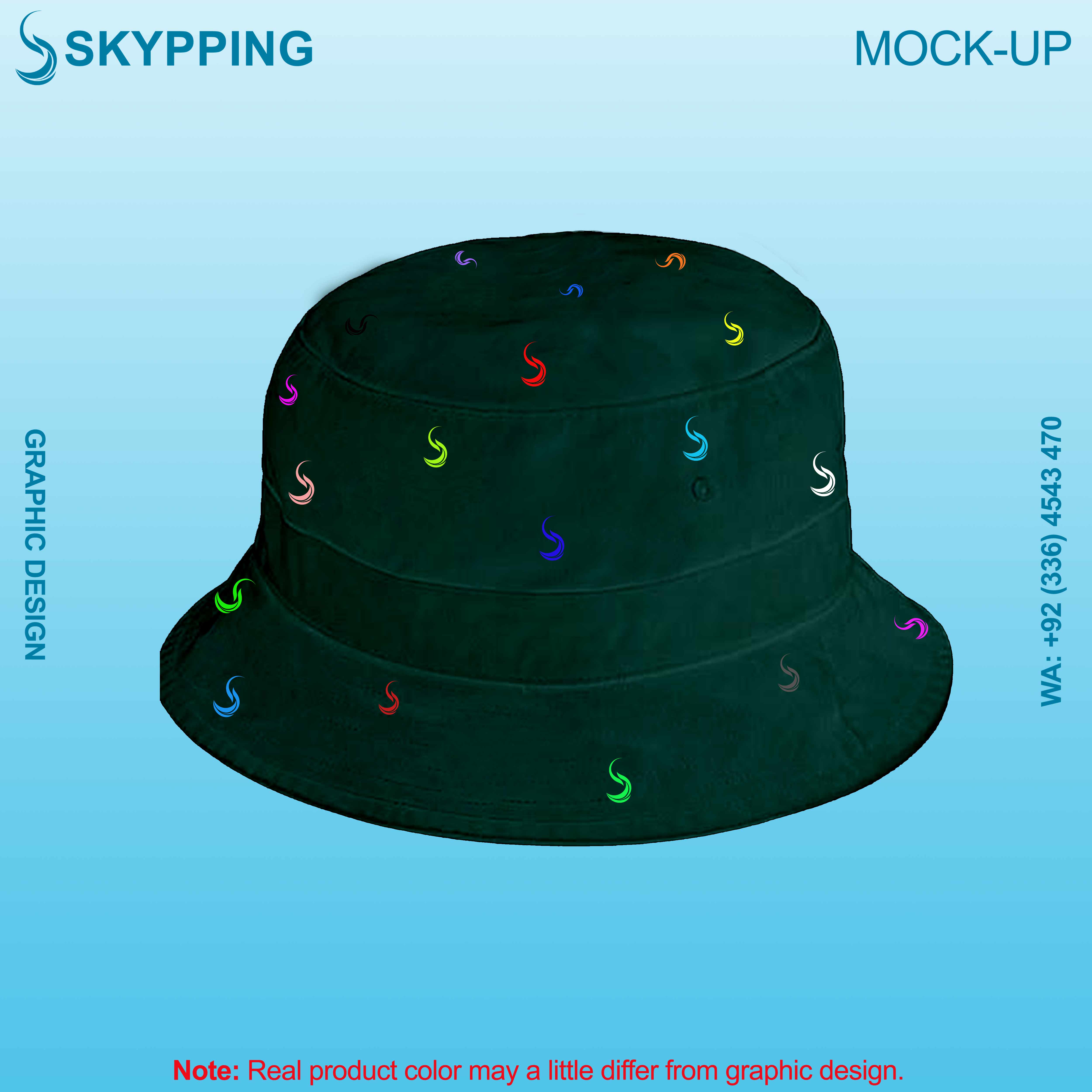 Bucket Hat - Boonie Hat with multiple colored logo in embroidery with denim fabric